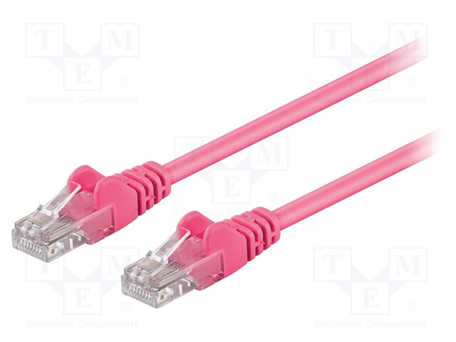 Patch cord; U/UTP; 5e; stranded; CCA; PVC; pink; 0.5m; 26AWG