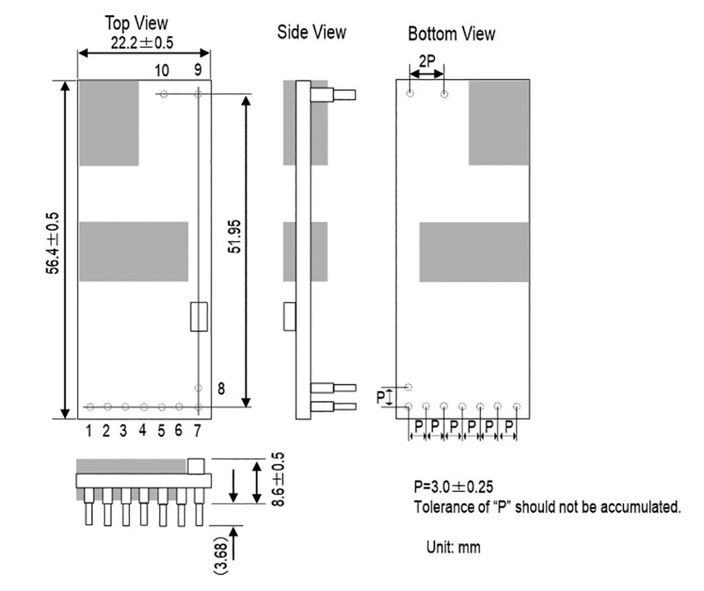 Converter: DC/DC; 72W; Uin: 41.1÷57V; Uout: 12VDC; Iout: 6A; DIP; THT