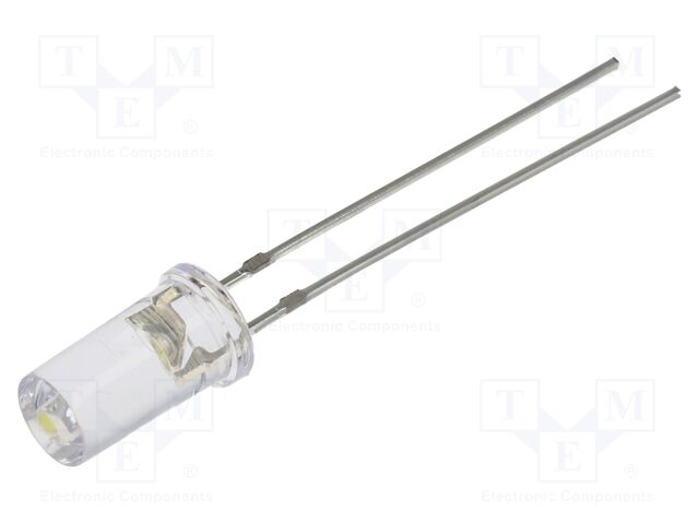 LED; white cold; 5mm; 50°; Front: flat; 2.9÷3.4VDC; Pitch: 2.54mm