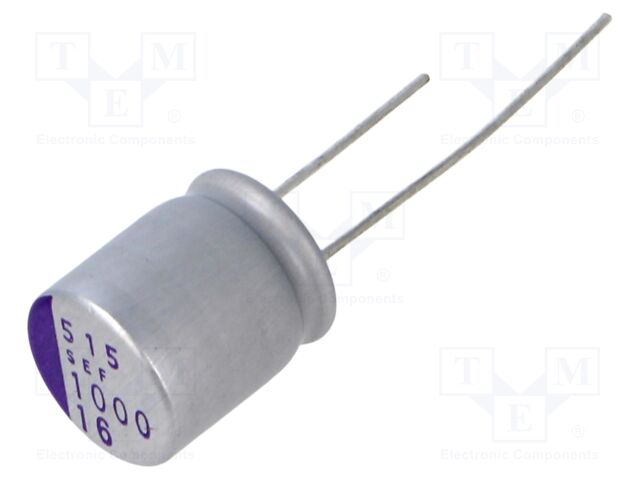 Polymer Aluminium Electrolytic Capacitor, 1000 µF, 16 V, Radial Leaded, OS-CON SEF Series