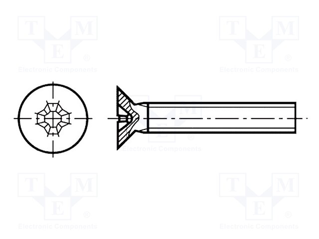 Screw; M3x30; DIN: 965; Head: countersunk; Phillips; PH1
