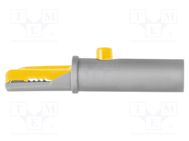 Crocodile clip; 6A; 70VDC; yellow; Grip capac: max.6mm; 15mΩ; 33VAC