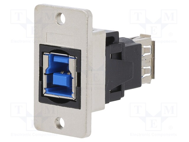 Adapter; USB A socket,USB B socket; SLIM; USB 3.0; gold-plated
