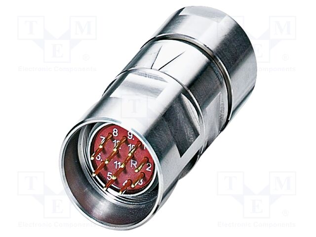 Connector: M23; plug; PIN: 12; crimped; straight; shielded; IP67; RF