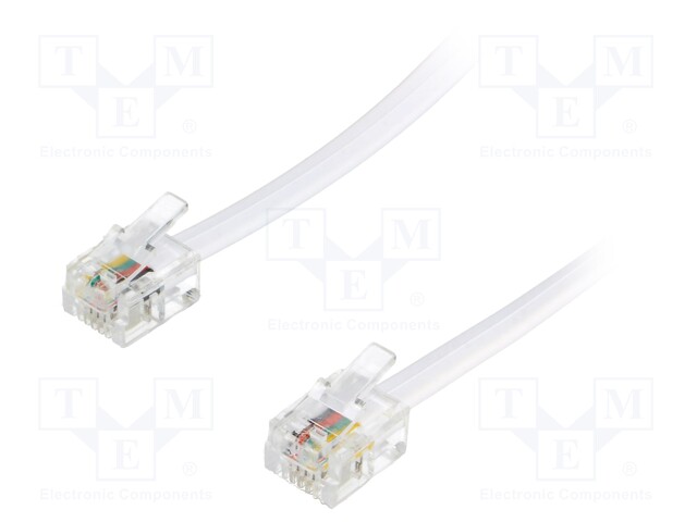 Cable: telephone; RJ11 plug,both sides; 2m; white