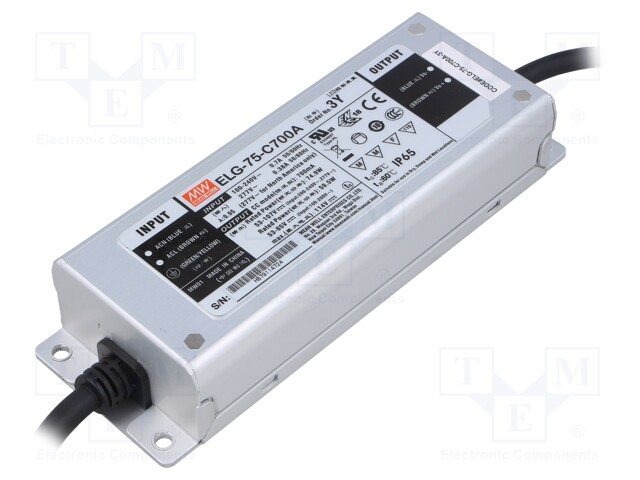 Power supply: switched-mode; LED; 74.9W; 53÷107VDC; 350÷700mA