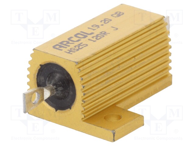 Resistor: wire-wound; with heatsink; screw; 120Ω; 25W; ±5%