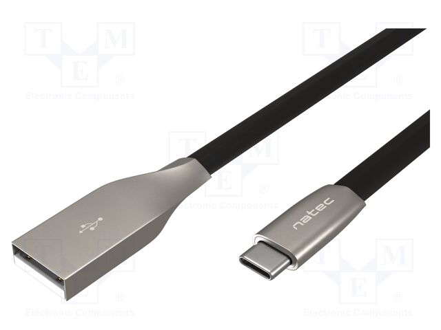 Cable; USB 2.0; USB A plug,USB C plug; nickel plated; 0.1m; black