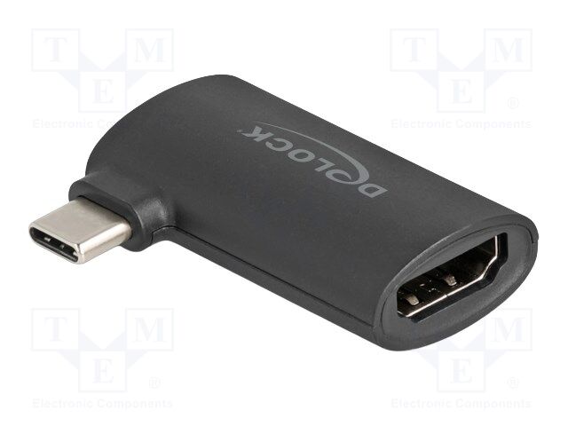 Adapter; HDMI socket,USB C plug 90° left/right; black