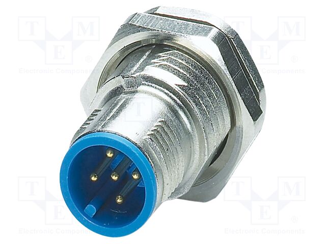 Connector: M12; socket; PIN: 5; male; 60V; straight; THT; A code; 4A