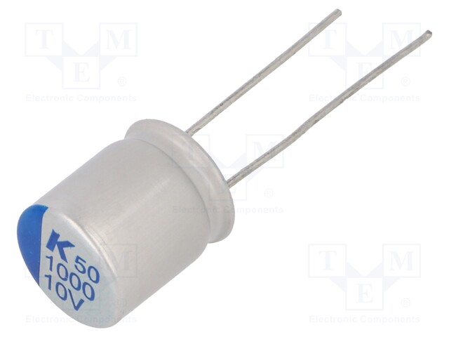Polymer Aluminium Electrolytic Capacitor, 1000 µF, 10 V, Radial Leaded, A750 Series, 0.013 ohm