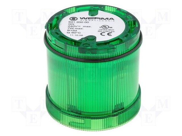 Signaller: lighting; continuous light; Colour: green; bulb BA15D