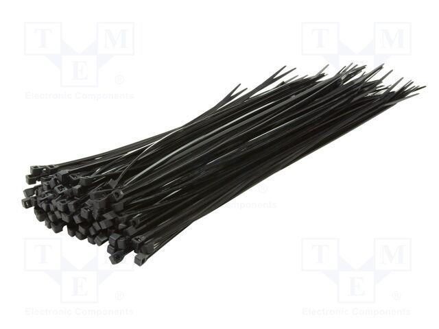 Cable tie; L: 300mm; W: 3.4mm; black; polyamide; 100pcs; UL94V-2