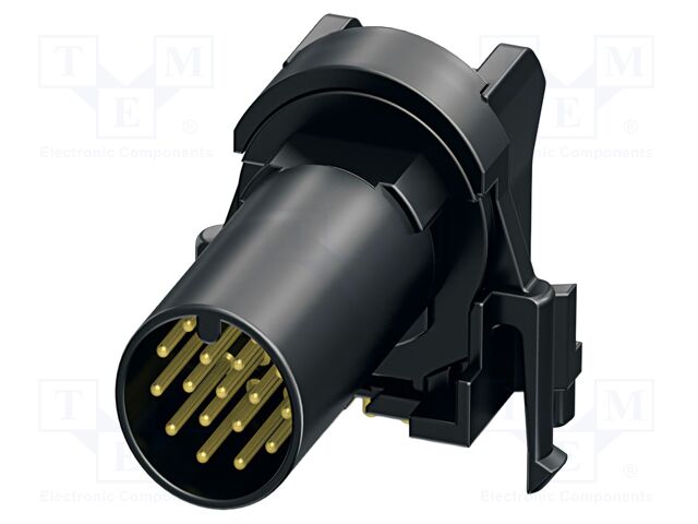 Connector: M12; contact insert; PIN: 17; 30V; angled; IP67; THT; 1.5A