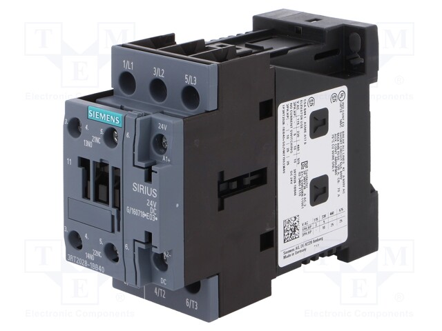 Contactor: 3-pole; NO x3; Auxiliary contacts: NO + NC; 24VDC; 40A