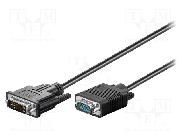 Cable; D-Sub 15pin HD plug,DVI-I (24+5) plug; 3m; Colour: black
