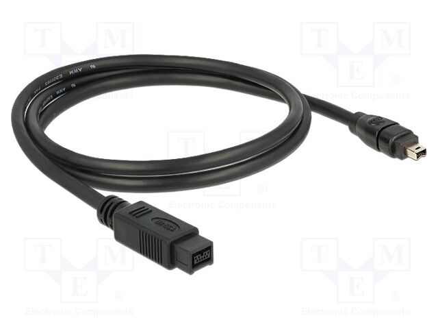 Cable; FireWire 4pin plug,FireWire 9pin plug; 1m; black; 28AWG
