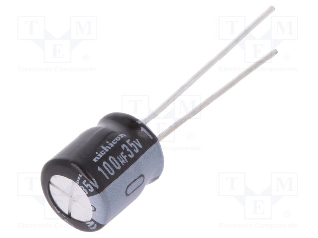Capacitor: electrolytic; THT; 100uF; 35VDC; Ø8x9mm; Pitch: 3.5mm