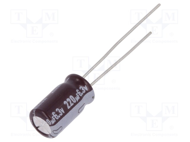 Capacitor: electrolytic; low impedance; THT; 220uF; 6.3VDC; ±20%