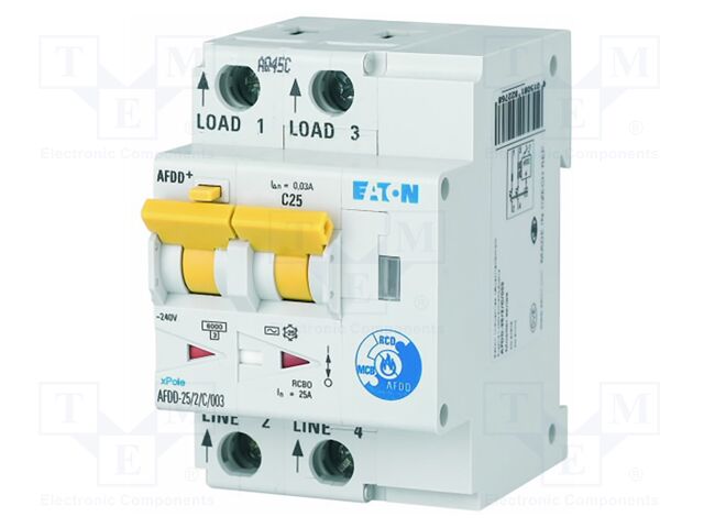 Arc fault detector; Inom: 25A; Ires: 30mA; DIN; IP20; 1÷25mm2; AFDD