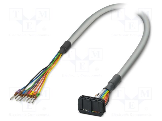 Ribbon cable with IDC connectors; IDC/FLK 14pin,wires; 0.5m