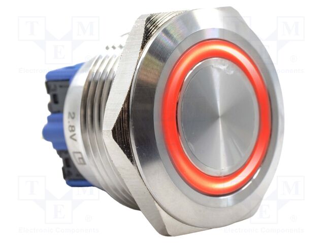 Switch: vandal resistant; DPST-NO + DPST-NC; 2A/48VDC; IP65; red