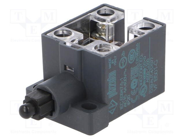 Limit switch; plastic plunger; NO + NC; 10A; max.400VAC; IP20
