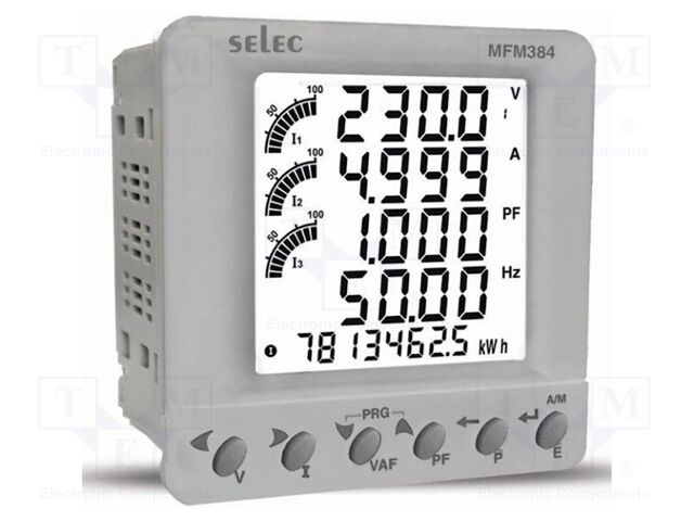 Meter: network parameters; on panel; digital,mounting; LCD