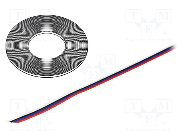 Wire: ribbon; stranded; Cu; 4x0,124mm2; unshielded; PVC; 150V; 50m