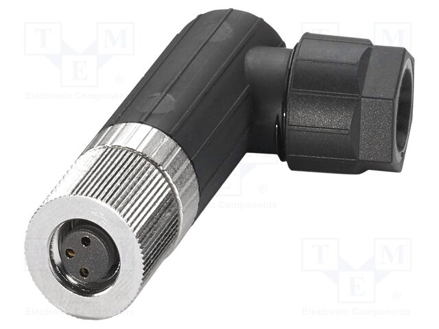 Connector: M8; PIN: 3; 4A; 48V; IP65; angled; unshielded; plug
