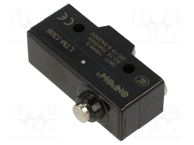 Microswitch SNAP ACTION; 15A/250VAC; 0.03A/250VDC; SPDT; ON-(ON)
