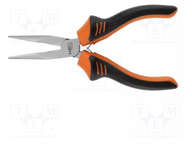 Pliers; straight,half-rounded nose,universal,elongated; 160mm