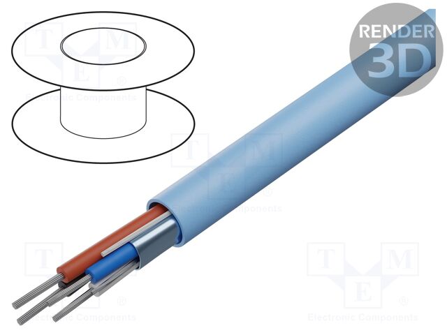 Wire; 1x2x22AWG,2x18AWG; shielded,Al-PET foil; PVC; light blue