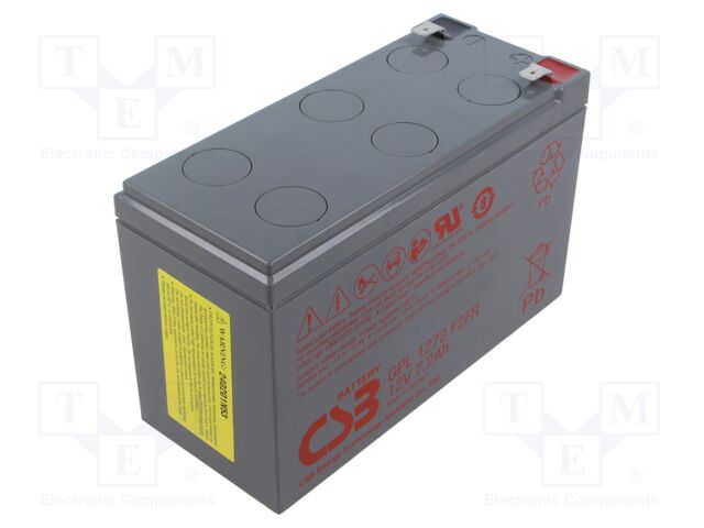 Re-battery: acid-lead; 12V; 7.2Ah; AGM; maintenance-free