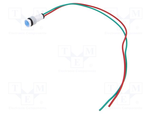 Indicator: LED; prominent; blue; 24VDC; 24VAC; Ø10mm; leads 300mm