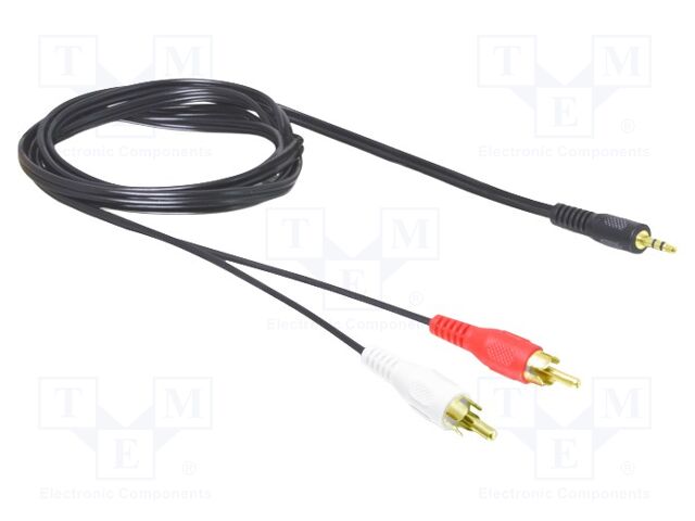 Cable; Jack 3.5mm 3pin plug,RCA plug x2; 1.5m; black