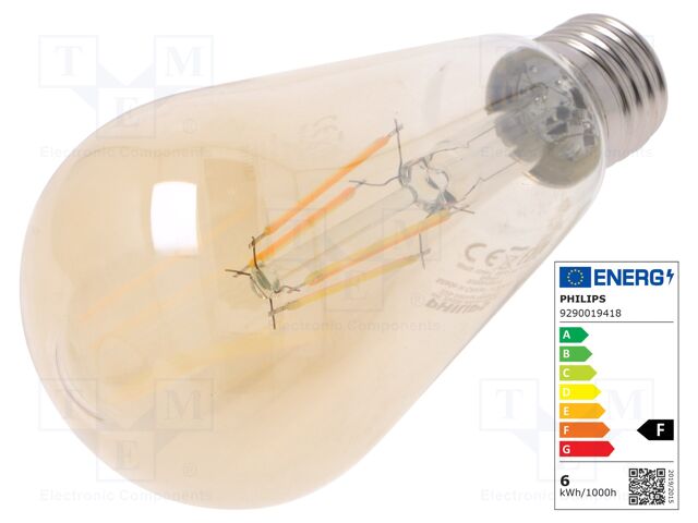 LED lamp; warm white; E27; 230VAC; 400lm; P: 4W; 2500K; CRImin: 80