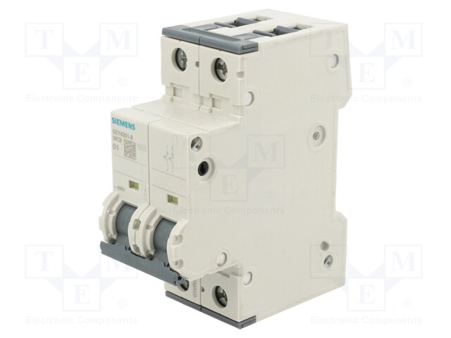 Circuit breaker; 230/400VAC; Inom: 1A; Poles: 2; DIN; Charact: D