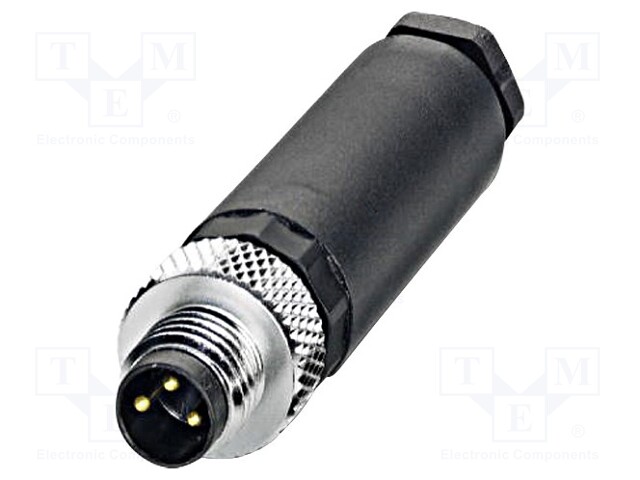 Connector: M8; male; PIN: 3; straight; for cable; plug; 4A; 60V