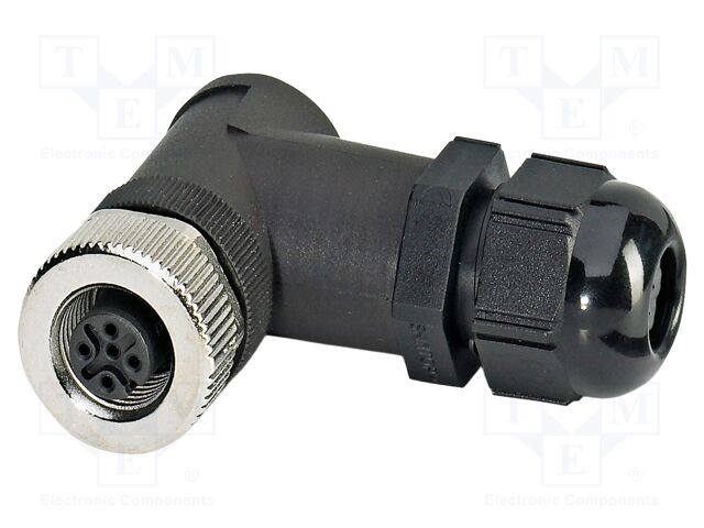 Connector: M12; plug; PIN: 5; 48V; angled; IP67; screw terminal; 4A