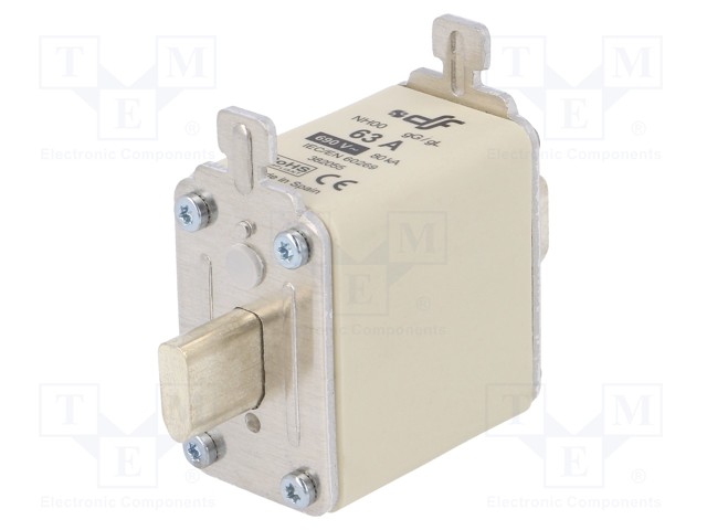 Fuse: fuse; gG; 63A; 690VAC; ceramic,industrial; NH00