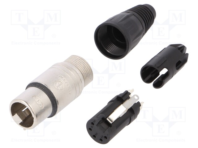 Plug; XLR; female; PIN: 5; straight; for cable; soldering; 7.5A; 1mm2
