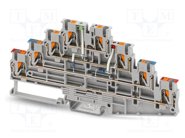 Splice terminal: rail; PT; 18A; 500V; push-in; PA; 0.14÷4mm2; ways: 4