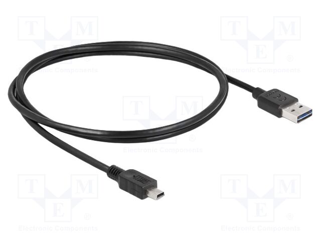 Cable; USB 2.0; USB A plug double sided,USB B mini plug; 1m