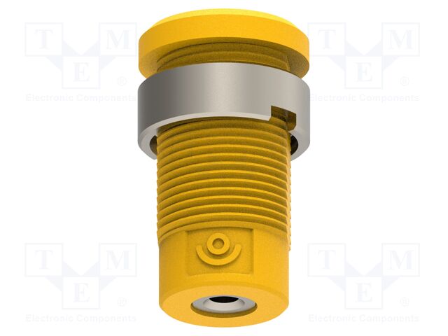 Connector: 4mm banana; socket; yellow-green; m3 hole; insulated