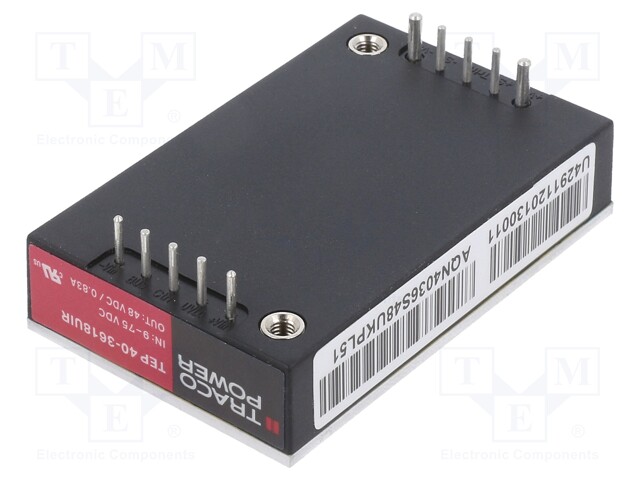 Converter: DC/DC; 40W; Uin: 9÷75V; 48VDC; Iout: 830mA; Quarter Brick