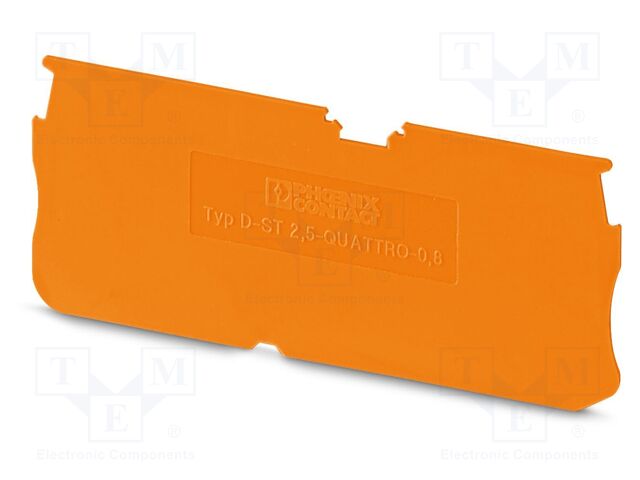 End piece; L: 29mm; W: 0.8mm; H: 72mm; Body: orange