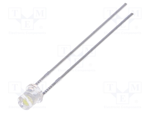 LED; 3mm; white cold; 780÷1300mcd; 100°; Front: flat; 11000(typ)K