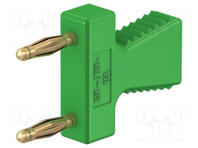 Connector: stackable safety shunt; 2mm banana; green; 10A; 30.4mm