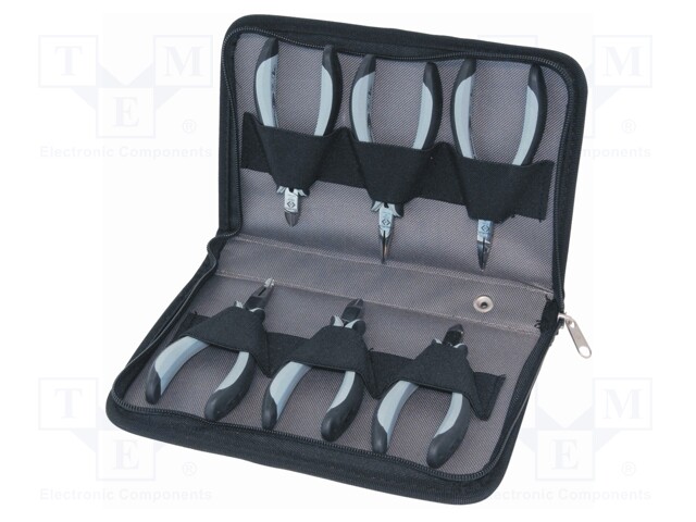 Kit: pliers; Kit: fpliers for gripping,side cutters; ESD; 6pcs.